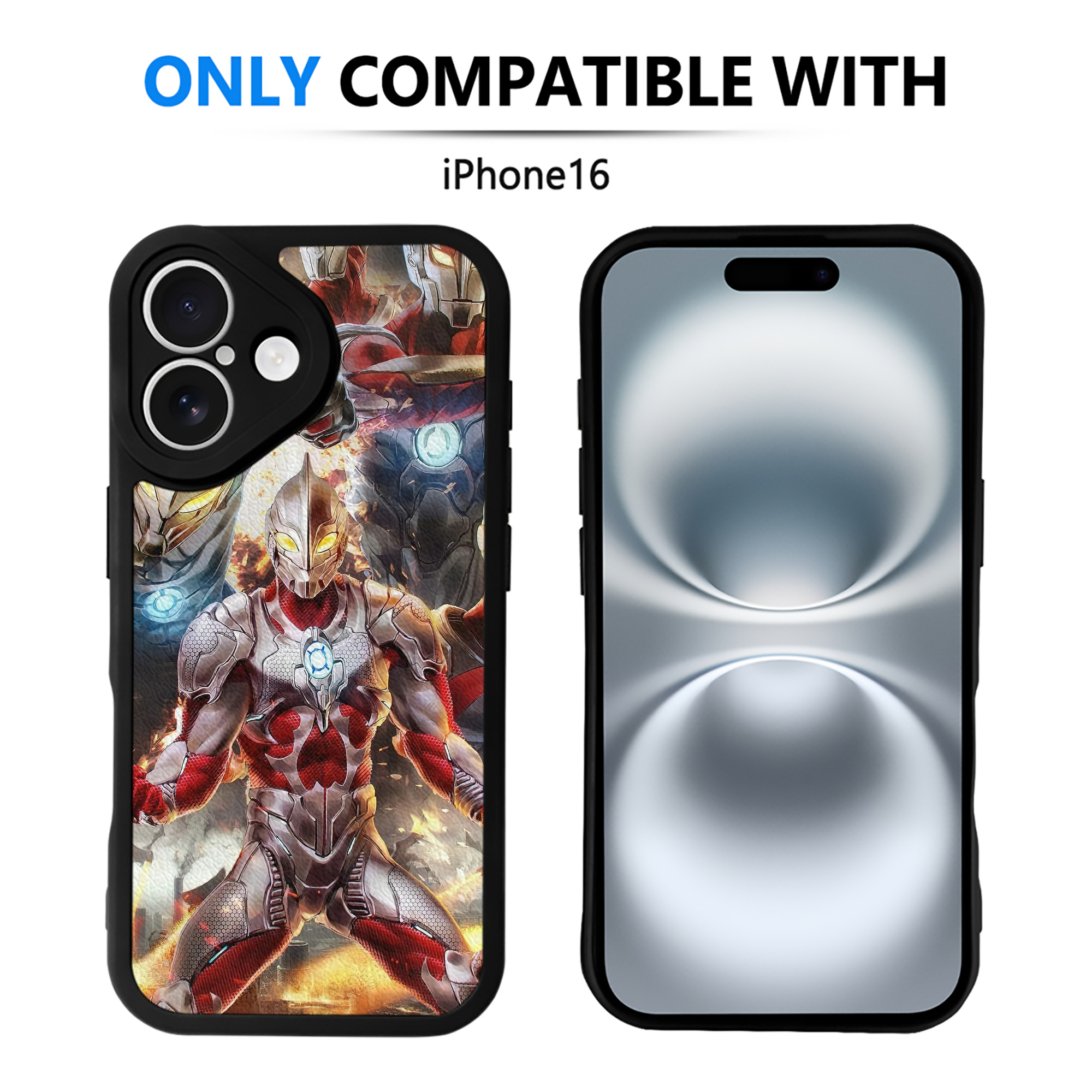 （画像用） ウルトラマン Ultraman 【iPhone 16シリーズ対応】シリコンスマホケース（レザー調） 材質：シリコン